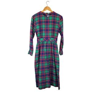 Vintage Lanz Originals Plaid Flannel Dress Size 6 Cotton USA 80's Grunge Cottage